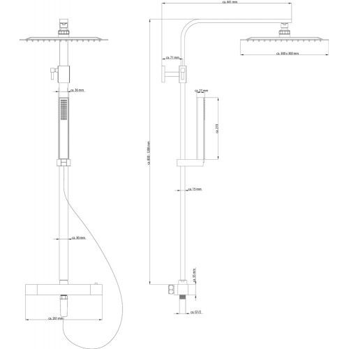 Système de douche SUMBA avec mitigeur thermostatique - chromé - Schütte