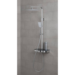 Système de douche OCEAN chromé-anthraciteavec - mitigeur thermostatique et tablette - Schütte