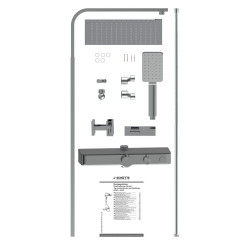 Système de douche OCEAN chromé-anthraciteavec - mitigeur thermostatique et tablette - Schütte