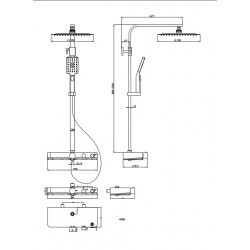 Système de douche OCEAN chromé-anthraciteavec - mitigeur thermostatique et tablette - Schütte