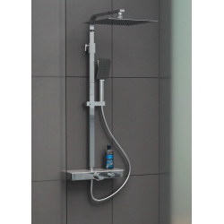 Système de douche OCEAN chromé-blancavec - mitigeur thermostatique et tablette - Schütte