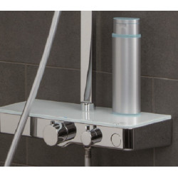 Système de douche OCEAN chromé-blancavec - mitigeur thermostatique et tablette - Schütte