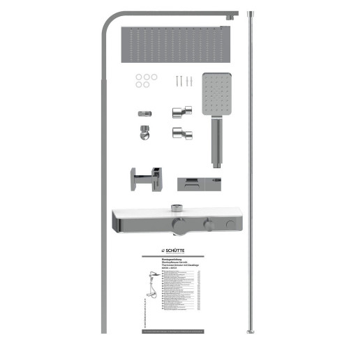 Système de douche OCEAN chromé-blancavec - mitigeur thermostatique et tablette - Schütte