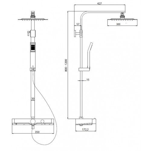 Système de douche OCEAN chromé-blancavec - mitigeur thermostatique et tablette - Schütte