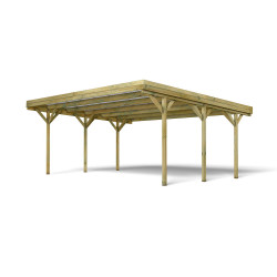 Carport DOUBLE JEAN - 2 véhicules - 604x511cm - Epaisseur 12x12mm de marque Forest Style, référence: J7018600
