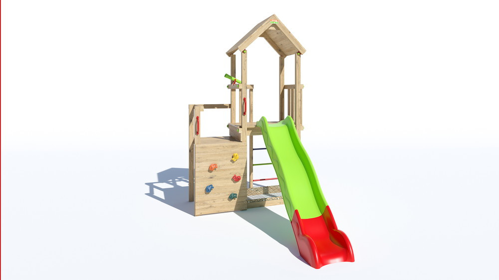 Trigano Aire de jeux AGILEXPLORER Tour toit en bois + mur d'esca...