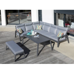 Banc de jardin 3 places Le Marseille avec coussins - grey 153 x 57 x 67 cm - PROLOISIRS