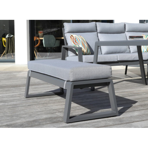 Banc de jardin 3 places Le Marseille avec coussins - grey 153 x 57 x 67 cm - PROLOISIRS