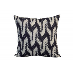 Coussin déhoussable exterieur décor Motif Graphique chevron noir 45 x 45 cm - PROLOISIRS