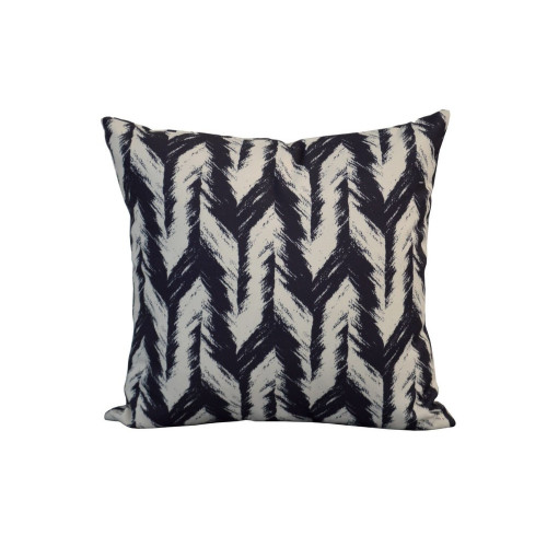 Coussin déhoussable exterieur décor Motif Graphique chevron noir 45 x 45 cm - PROLOISIRS