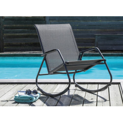 Fauteuil basculant de jardin Noa Rocking - graphite/gris 61 x 90 x 100 cm - PROLOISIRS