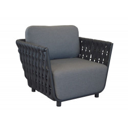 Fauteuil de détente Hug alu/tresse sangle rubber avec coussin - anthracite de marque PROLOISIRS, référence: J7037400