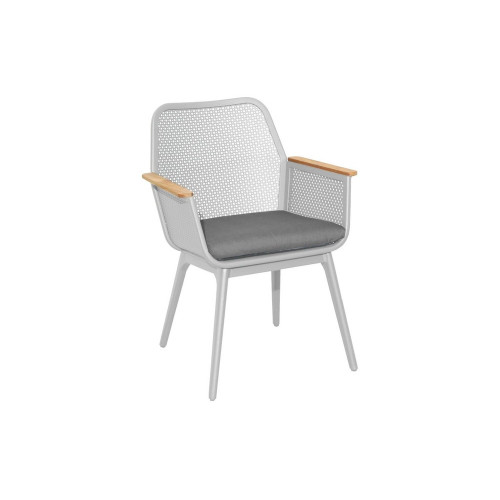 Fauteuil repas de jardin Maestro alu acc teck+galette sunbrella - blanc/119 - PROLOISIRS