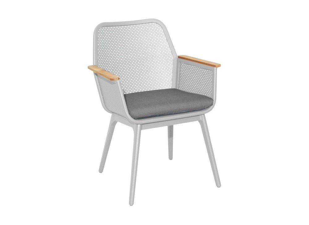 Fauteuil repas de jardin Maestro alu acc teck+galette sunbrella 119