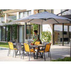 Parasol déporté Elios FULL LED alu/novasun - chiné foncé 3 x 3 m - PROLOISIRS