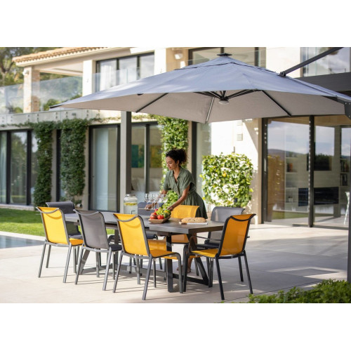 Parasol déporté Elios FULL LED alu/novasun - chiné foncé 3 x 3 m - PROLOISIRS