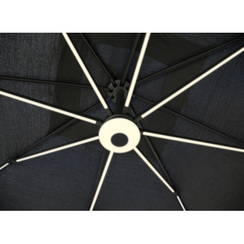 Parasol déporté Elios FULL LED alu/novasun - chiné foncé 3 x 3 m - PROLOISIRS