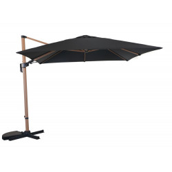 Parasol déporté LB orientable - heat look bois oak/gris 3 x 3 m - PROLOISIRS