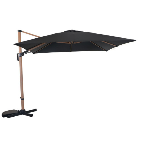 Parasol déporté LB orientable - heat look bois oak/gris 3 x 3 m - PROLOISIRS