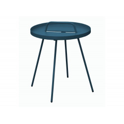 Table Basse de jardin Flower, ronde, 4 pieds, poignée - bleu 44 x 51 cm - PROLOISIRS