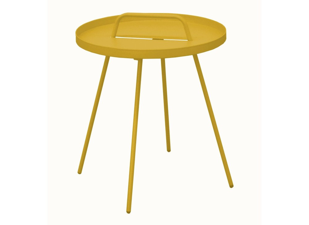 Table Basse de jardin Flower ronde 4 pieds poignée honey 44 x 51 cm