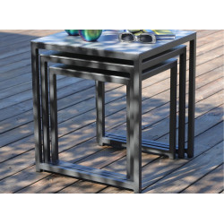 Table basse de jardin Gigogne lot de 3 - grey - PROLOISIRS