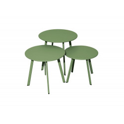 Table basse de jardin Massaï ø 40 cm en acier époxy - amande - PROLOISIRS