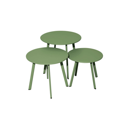 Table basse de jardin Massaï ø 40 cm en acier époxy - amande - PROLOISIRS