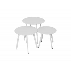 Table basse de jardin Massaï ø 40 cm en acier époxy - blanc de marque PROLOISIRS, référence: J7051700