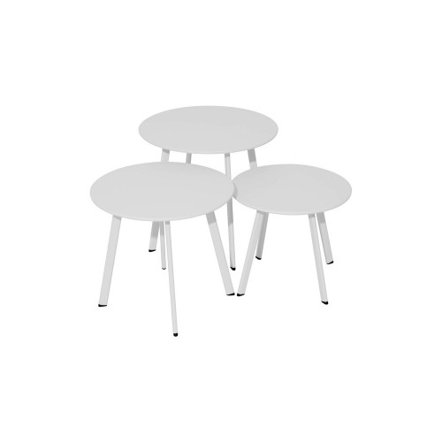 Table basse de jardin Massaï ø 40 cm en acier époxy - blanc - PROLOISIRS