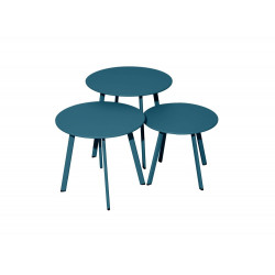 Table basse de jardin Massaï ø 45 cm en acier époxy - bleu - PROLOISIRS