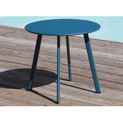 Table basse de jardin Massaï ø 45 cm en acier époxy - bleu - PROLOISIRS