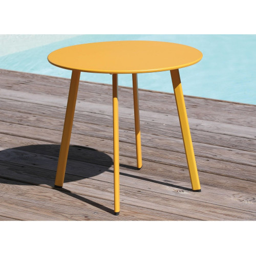 Table basse de jardin Massaï ø 45 cm en acier époxy - miel - PROLOISIRS