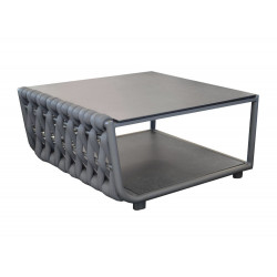 Table basse de jardin rectangulaire Hug alu tresse/veree+ceramique - anthracite - PROLOISIRS