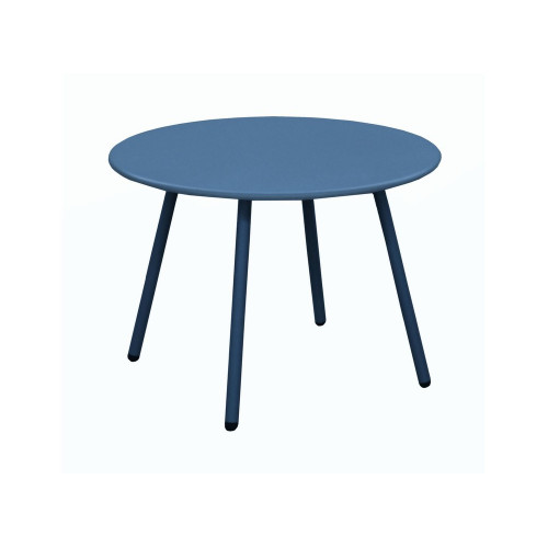 Table basse de jardin ronde en acier Rio - bleu Ø 50 cm - PROLOISIRS