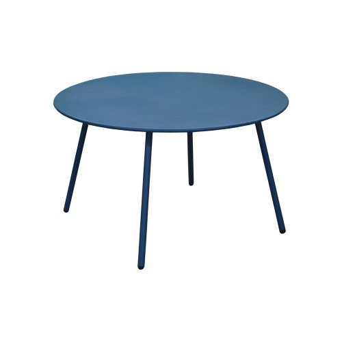 Table basse de jardin ronde en acier Rio - bleu Ø 70 cm - PROLOISIRS