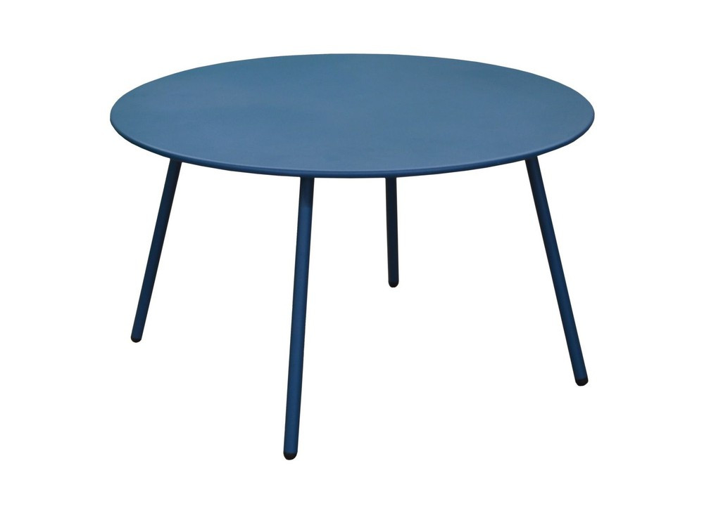Table basse de jardin ronde en acier Rio - bleu Ø 70 cm
