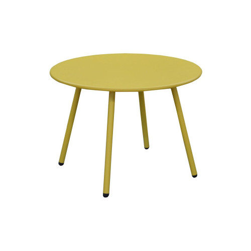 Table basse de jardin ronde en acier Rio - moutarde Ø 50 cm - PROLOISIRS