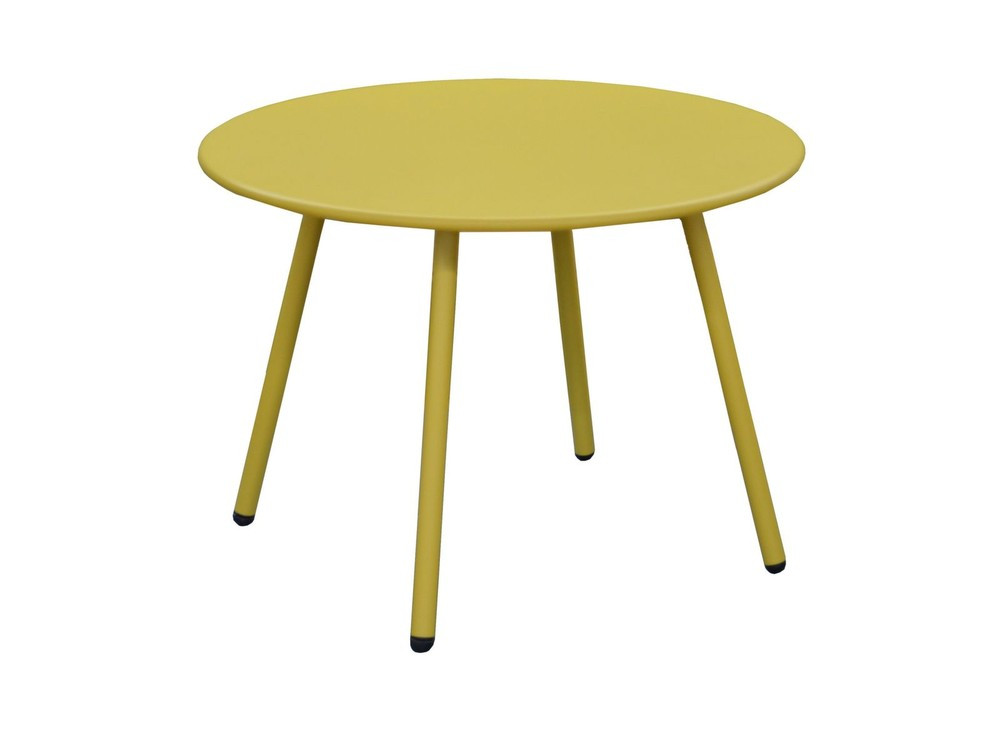 Table basse de jardin ronde en acier Rio moutarde Ø 50 cm