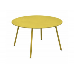 Table basse de jardin ronde en acier Rio - moutarde Ø 70 cm - PROLOISIRS