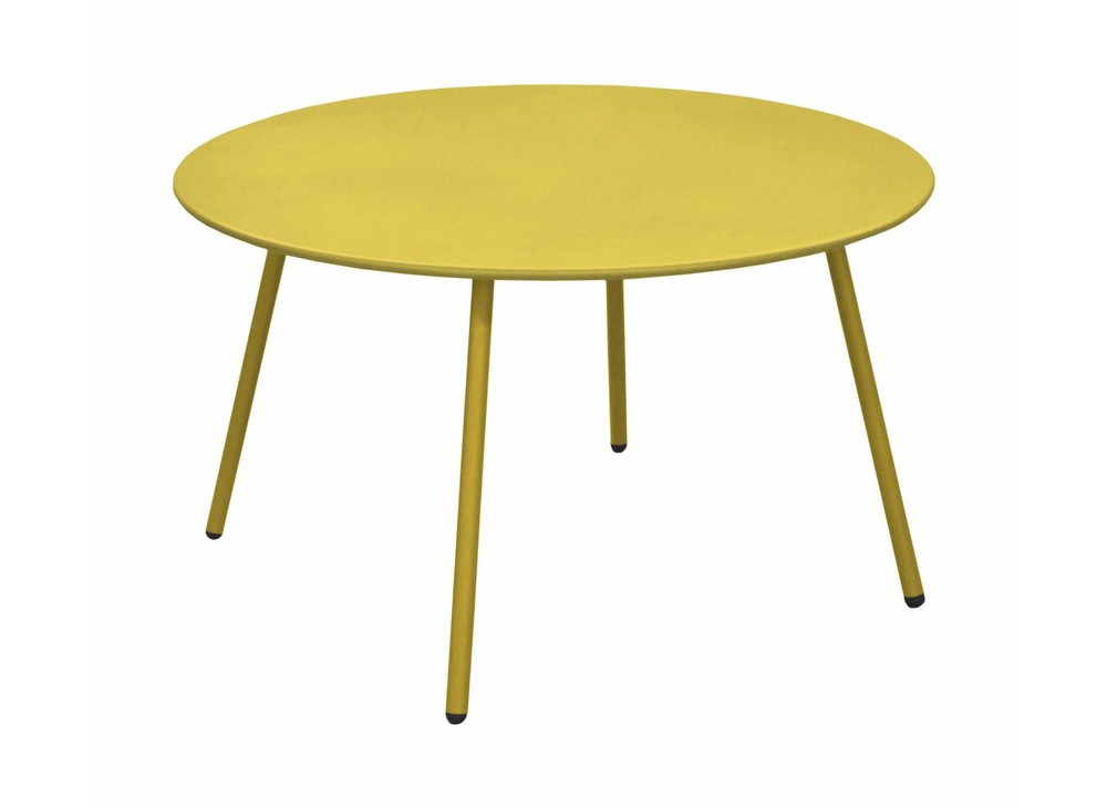 Table basse de jardin ronde en acier Rio moutarde Ø 70 cm