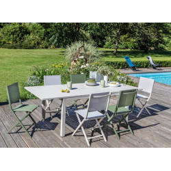 Table de jardin rectangulaire extensible Genes - creme 160/240 cm - PROLOISIRS