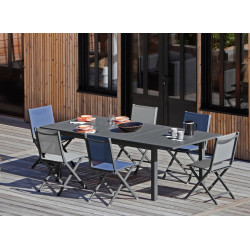 Table de jardin rectangulaire extensible Genes - graphite - 160/240 cm - PROLOISIRS