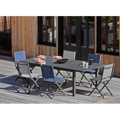 Table de jardin rectangulaire extensible Genes - graphite - 160/240 cm - PROLOISIRS