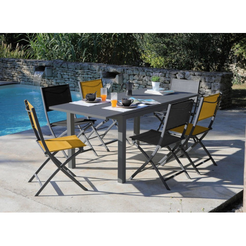 Table de jardin rectangulaire extensible Genes - graphite 110/170 cm - PROLOISIRS