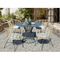 Table de jardin ronde Holland en acier - anthracite - 110 cm - PROLOISIRS