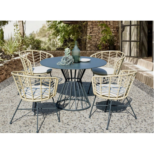 Table de jardin ronde Holland en acier - anthracite - 110 cm - PROLOISIRS