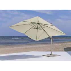 Parasol déporté GABANA 300x300cm - Inclinable/orientable - Toile 325gr/m² beige - HEVEA