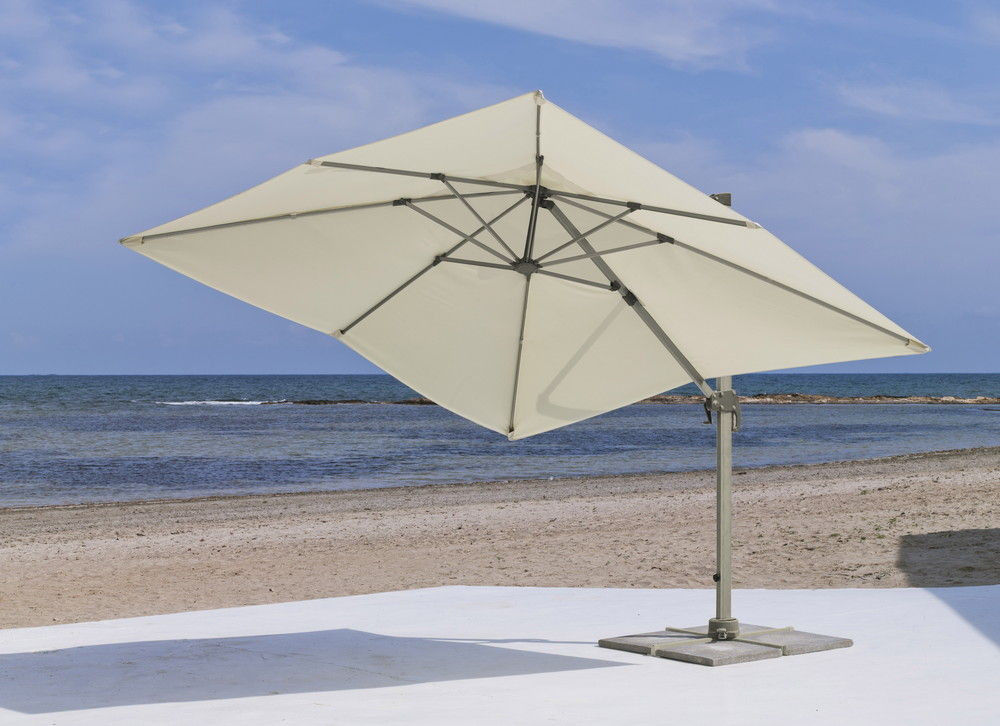 Parasol déporté GABANA 300x300cm - Inclinable/orientable - Toile 325gr/m² beige