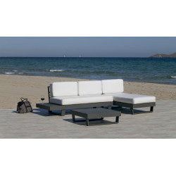 Salon de jardin Sofa MENFIS - tissus écru, finition anthracite - 4 à 6 places de marque HEVEA, référence: J7098300